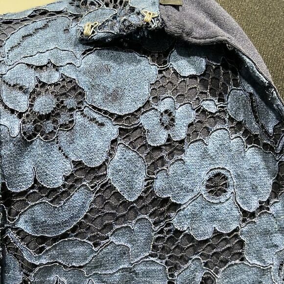 Zara Blue Lace Mini Dress with Mock Neck & Scallop Hem – Size M - Picture 10 of 15